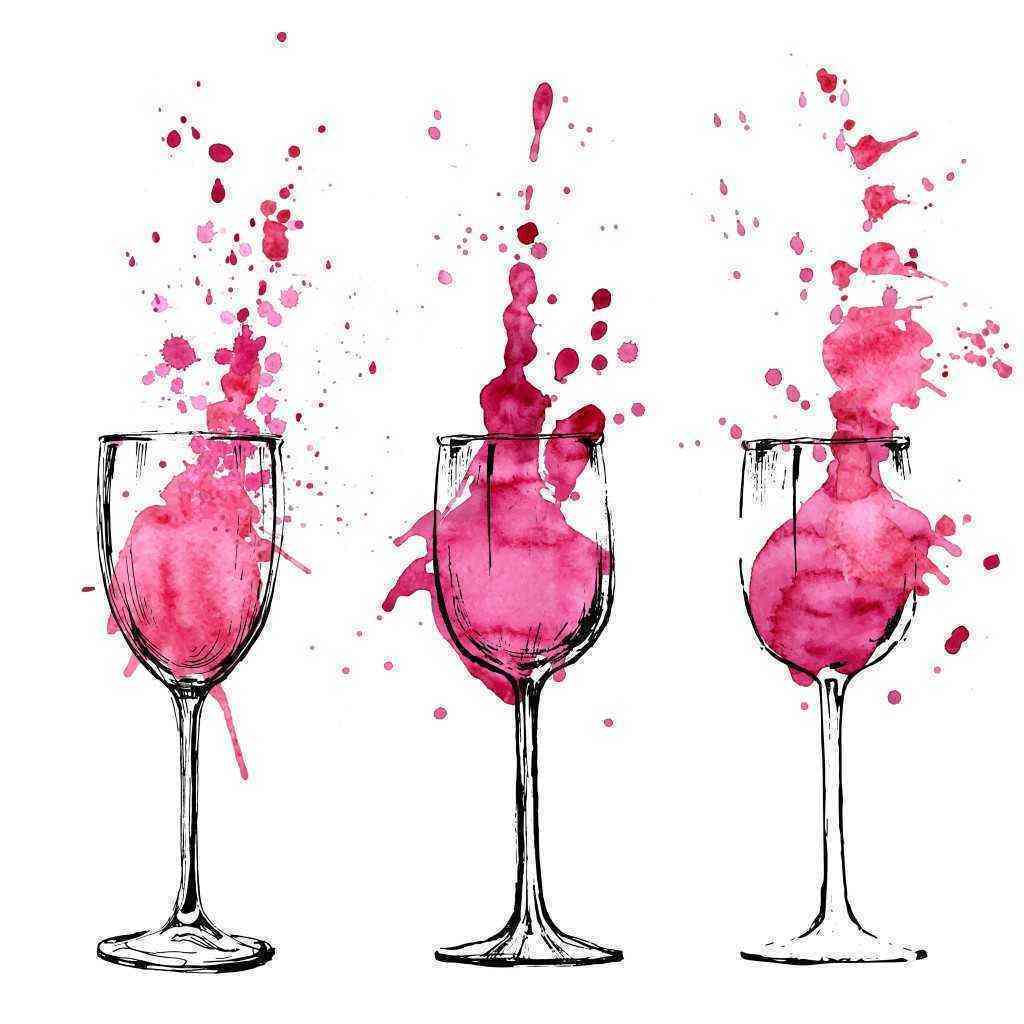 Wine Glasses With Splotches Water Colour 1024x1024